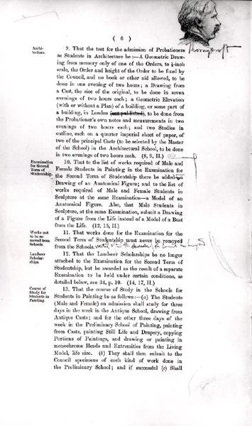 10 मार्च को महासभा द्वारा चुनी गई विशेष समिति की रॉयल एकेडमी ऑफ आर्ट्स रिपोर्ट के हाशिये से एक समिति सदस्य का स्केच द्वारा लॉरेंस अल्मा तदेमा