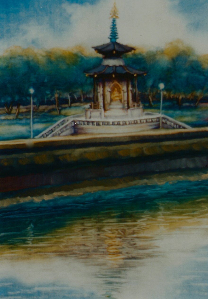 पीस पैगोडा, 2005 (कागज पर तेल) बैटरसी पार्क द्वारा ली कैम्पबेल