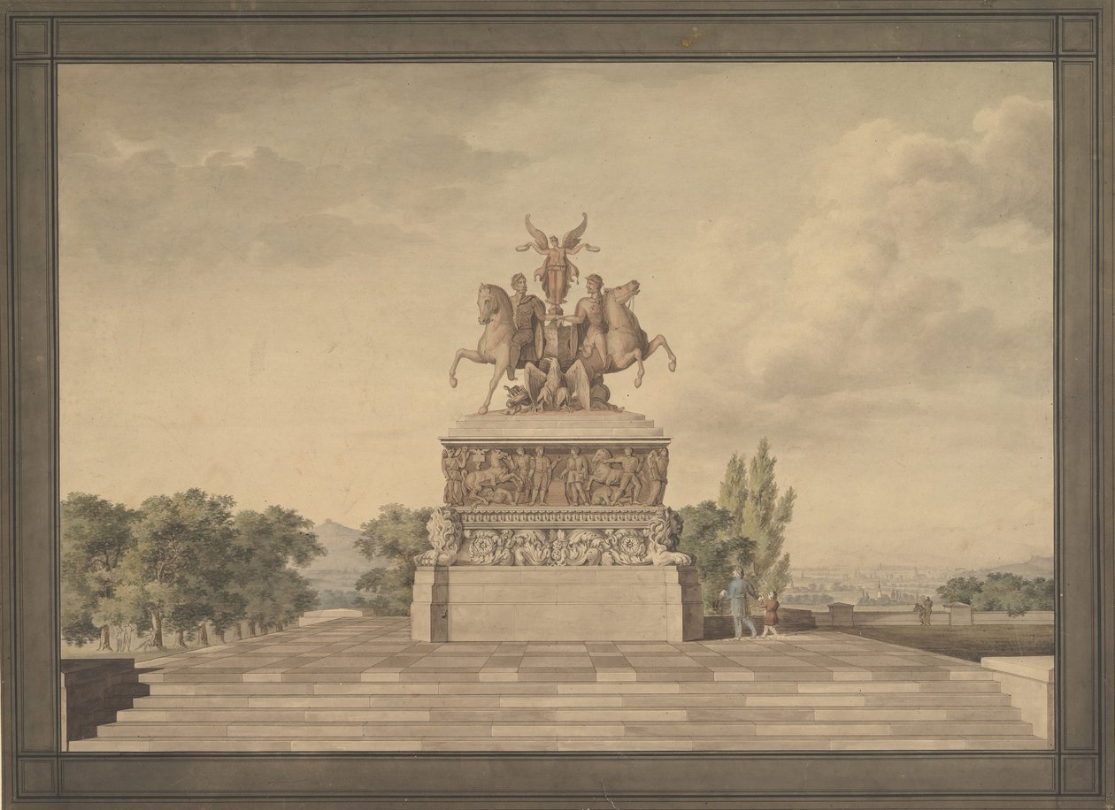 वाटरलू रेक्टो की विजय के स्मारक के लिए डिजाइन..., 1815। द्वारा लियो वॉन क्लेंज़े