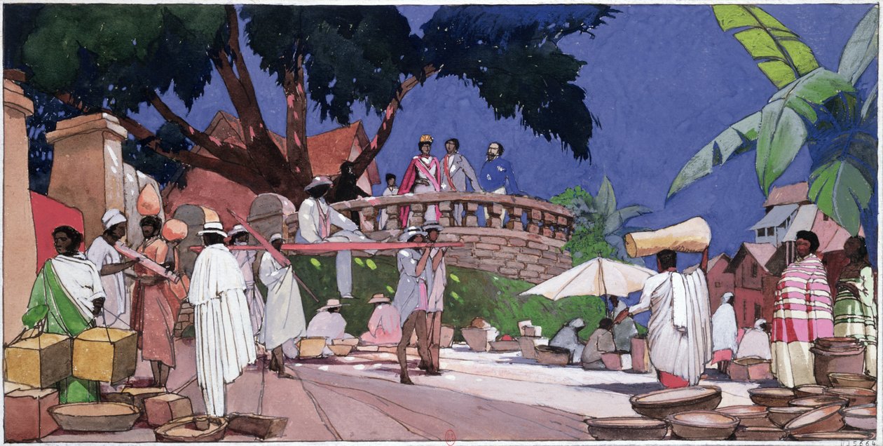 जीन लेबोर्डे (1804-78) और क्वीन रानावलोना I (1788-1861) में मेडागास्कर में c.1855, c.1910-20 द्वारा जार्ज डे फुरे