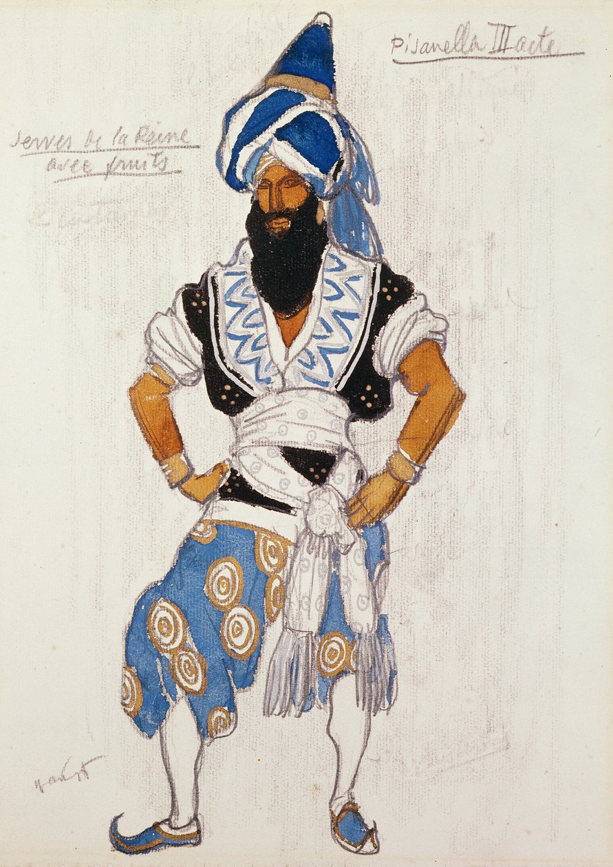 क्वीन "पिसनेला" के लिए नौकर पोशाक डिजाइन, 1913 द्वारा लियोन बक्स्तो