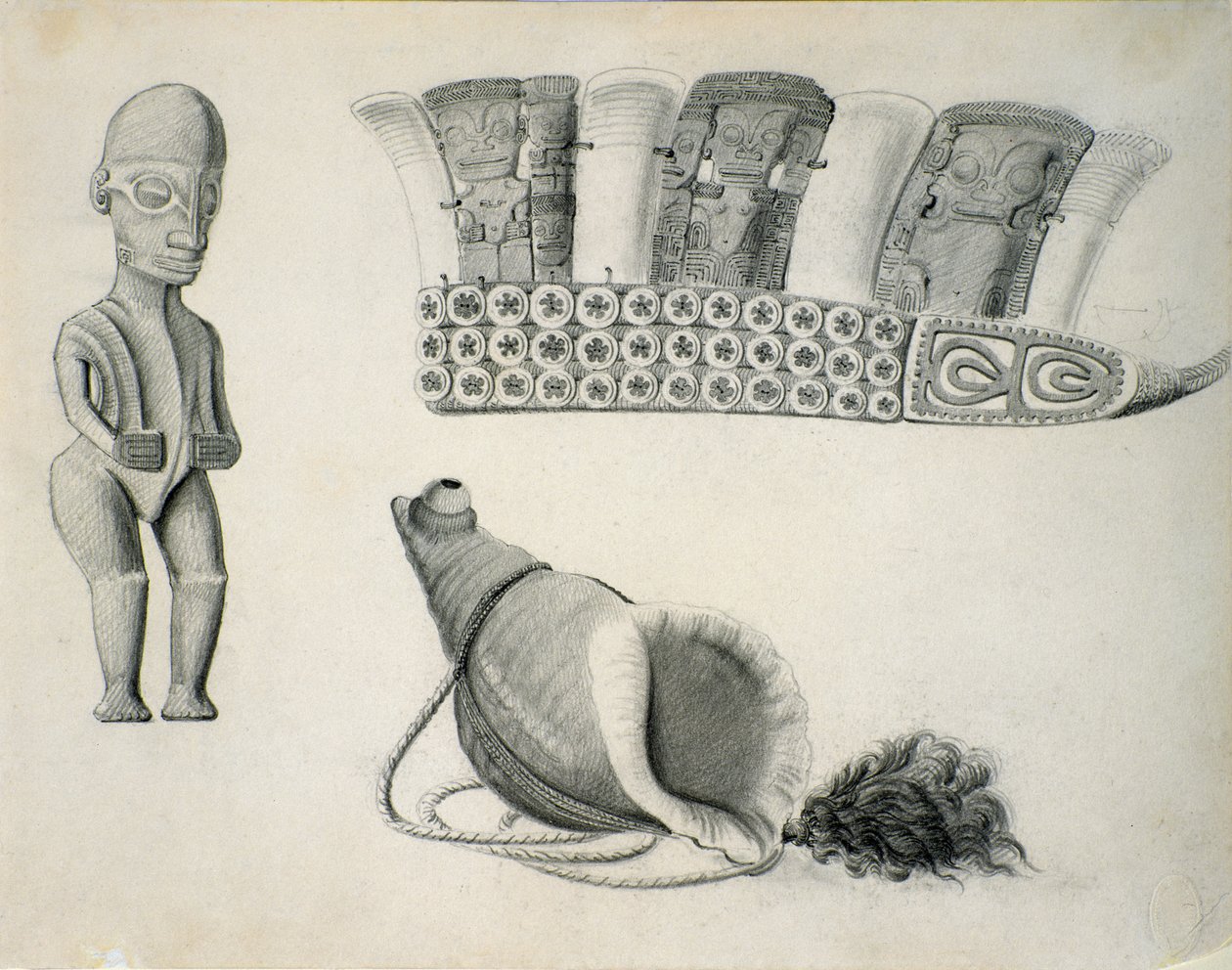 Marquesas द्वीप की कलाकृतियाँ, c.1844 द्वारा लियोन डुचैम्प
