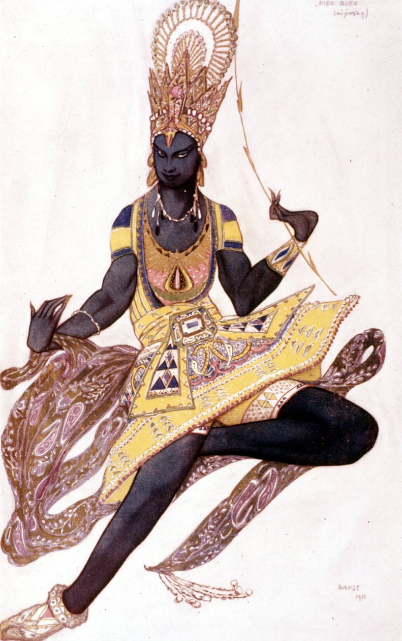 रेनाल्डो हैन (1875 - 1947) द्वारा "द ब्लू गॉड" के लिए लियो बकस्ट द्वारा बनाई गई वास्लाव निजिंस्की या निजिंस्की (1889-1950) की पोशाक। द्वारा लियोन बक्स्तो