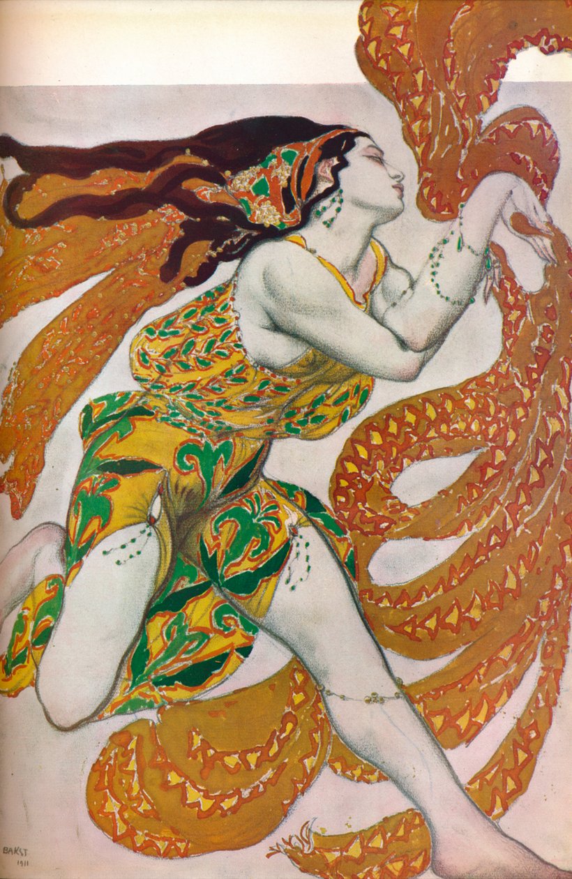 Narcisse: एक Bacchante। कॉस्ट्यूम डिज़ाइन डांस के लिए नार्सिस, 1911 द्वारा लियोन बक्स्तो
