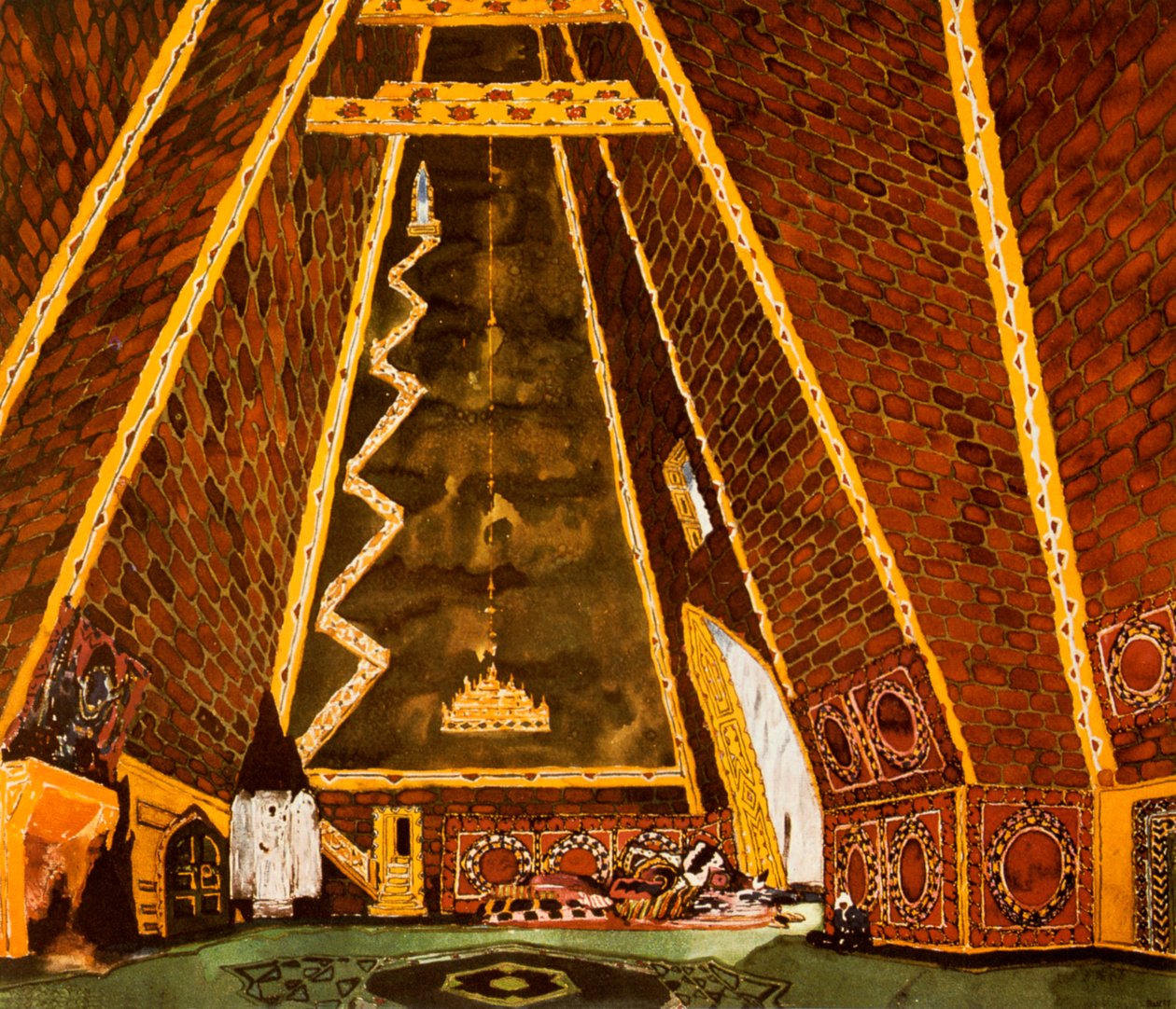 थिलर के लिए सेट डिजाइन, 1912 में Mily Balakirev द्वारा बैले द्वारा लियोन बक्स्तो