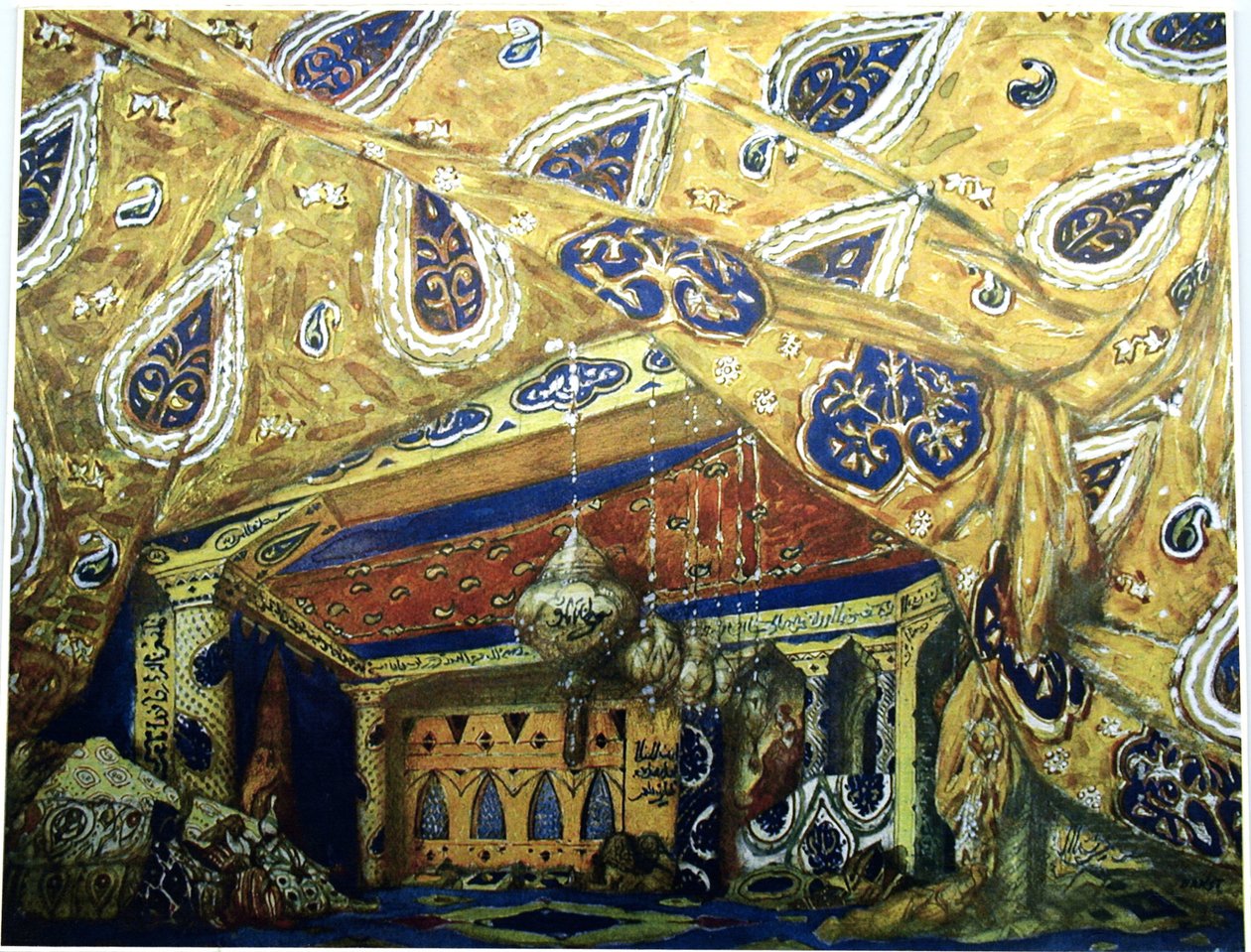 एन। रिमस्की-कोर्साकोव द्वारा बैले शेहर्ज़ादे के लिए स्टेज डिजाइन, 1910 द्वारा लियोन बक्स्तो