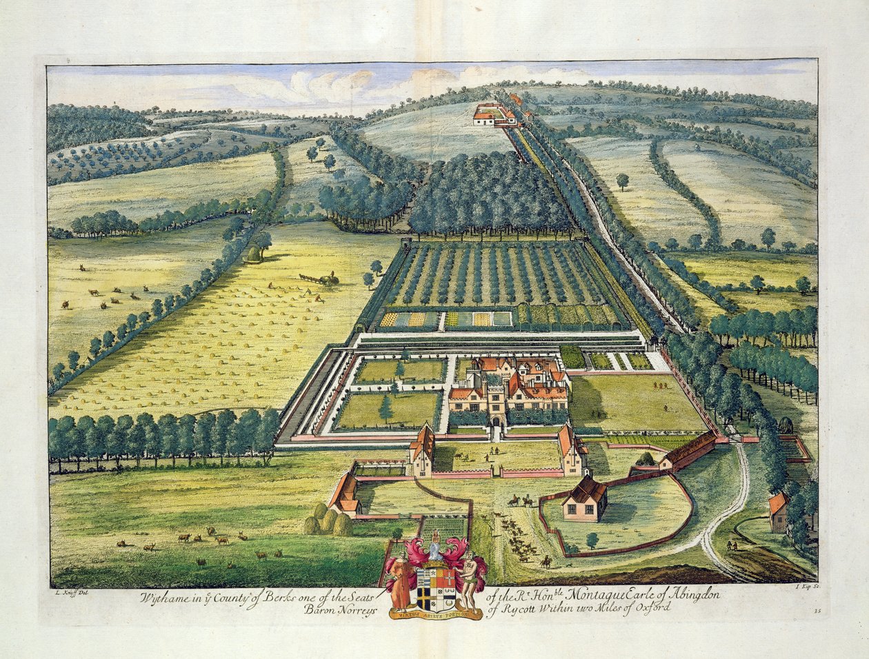 जोहान्स किप (c.1652-1722) द्वारा उत्कीर्ण बर्कशायर के काउंटी में विथम द्वारा लियोनार्ड Knyff