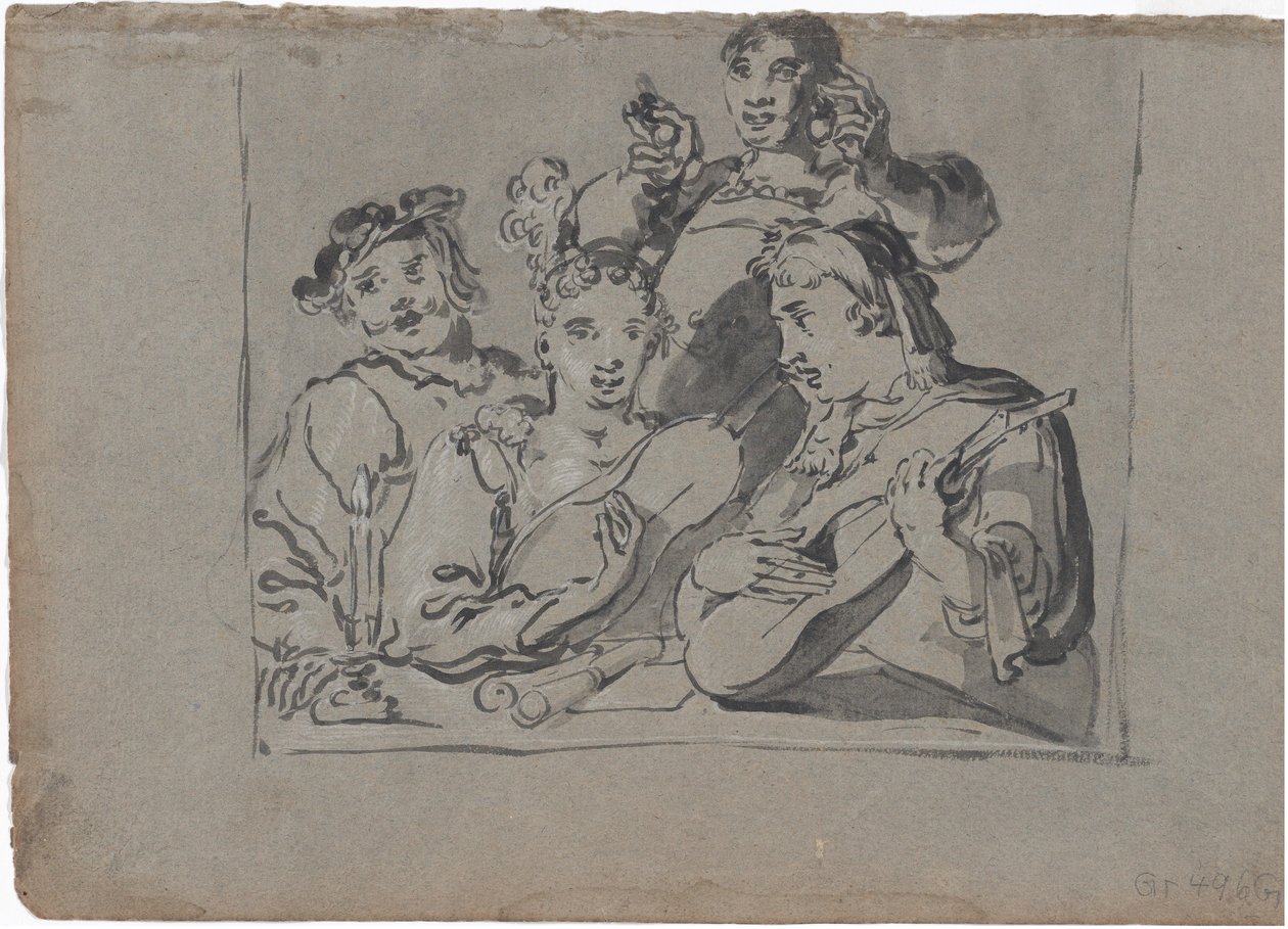कैंडललाइट, 1620-1628 द्वारा गायकों, ल्यूट खिलाड़ियों और एक मधुशाला में बजने वाले बेल रिंगर्स की चौकड़ी। द्वारा लियोनार्ड ब्रामर