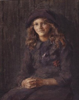 मौवे हैट में यंग गर्ल, c.1918 (वाटरकलर) द्वारा लियोनार्ड स्केट्स
