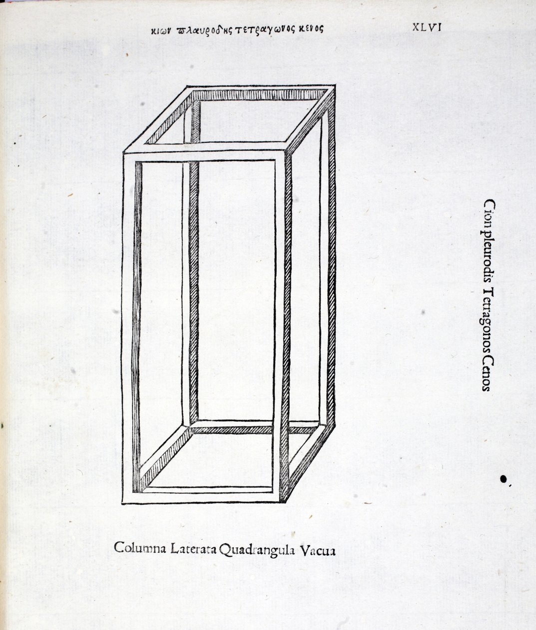 कॉलम लेटरटा क्वाड्रंगुला वेकुआ, जो मूल रूप से पब से लुका पैकियोली (c.1445-1517) द्वारा &39;डिविना प्रोपोर्टियोन&39; का चित्रण है। वेनिस, 1509 द्वारा लियोनार्डो दा विंची