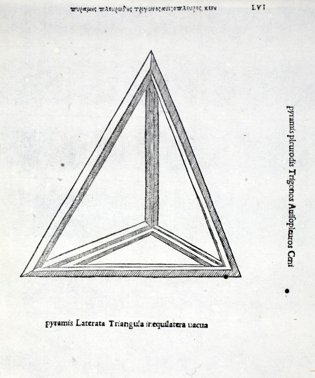 Laterata विषम त्रिकोणीय पिरामिड खाली, लुका पसिओली (c.1445-1517) द्वारा एक &39;दिव्य अनुपात&39; से, मूल रूप से पब है। वेनिस 1509 द्वारा लियोनार्डो दा विंची