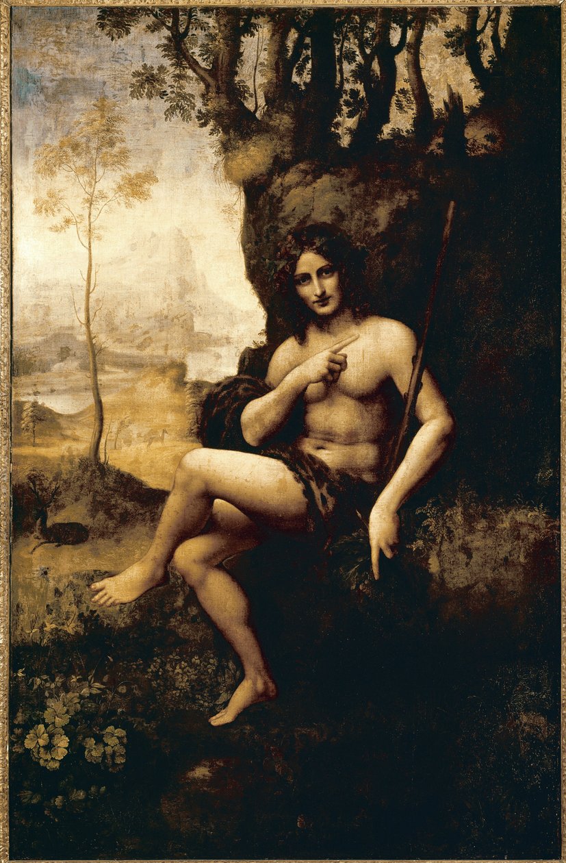 Bacchus (कैनवास पर स्थानांतरित तेल द्वारा लियोनार्डो दा (स्टूडियो) विंसी