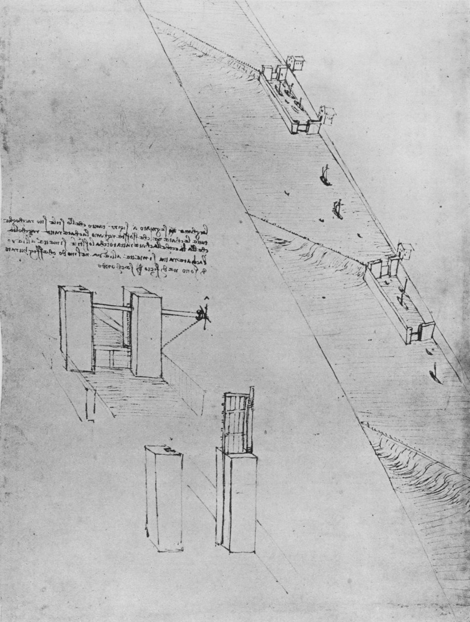 ताले और वीयर के साथ एक नहर, c1480 1945 द्वारा लियोनार्डो दा विंची