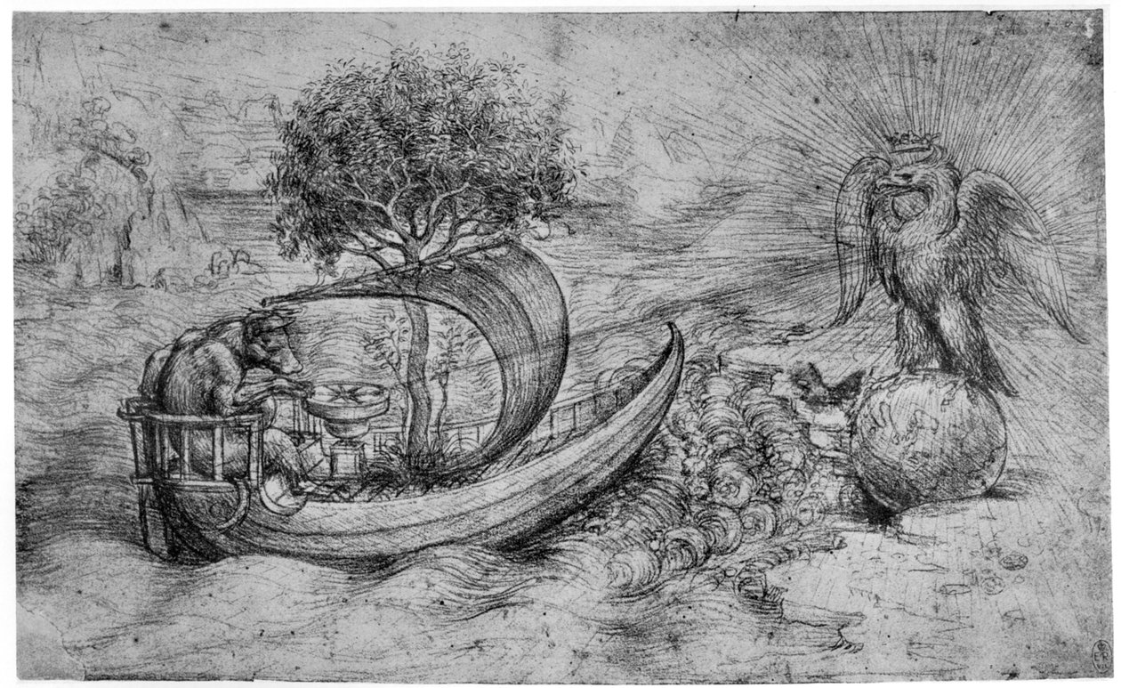 भेड़िया और ईगल के साथ रूपक, c1516 1954। द्वारा लियोनार्डो दा विंची