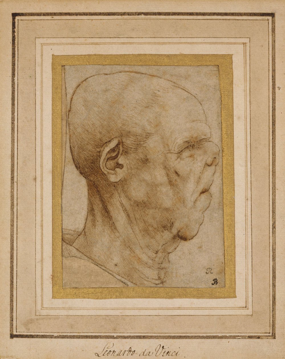 प्रोफ़ाइल में एक बूढ़े आदमी के सिर की दाईं ओर, c.1507 द्वारा लियोनार्डो दा विंची