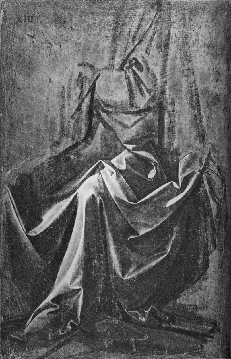 एक बैठा हुआ चित्र के लिए ड्रॉपी कास्ट, c1475 1945 द्वारा लियोनार्डो दा विंची