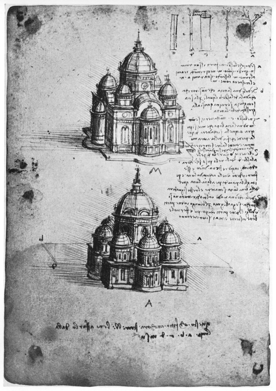 एक केंद्रीय चर्च के लिए डिजाइन, c1488-1490 1954। द्वारा लियोनार्डो दा विंची