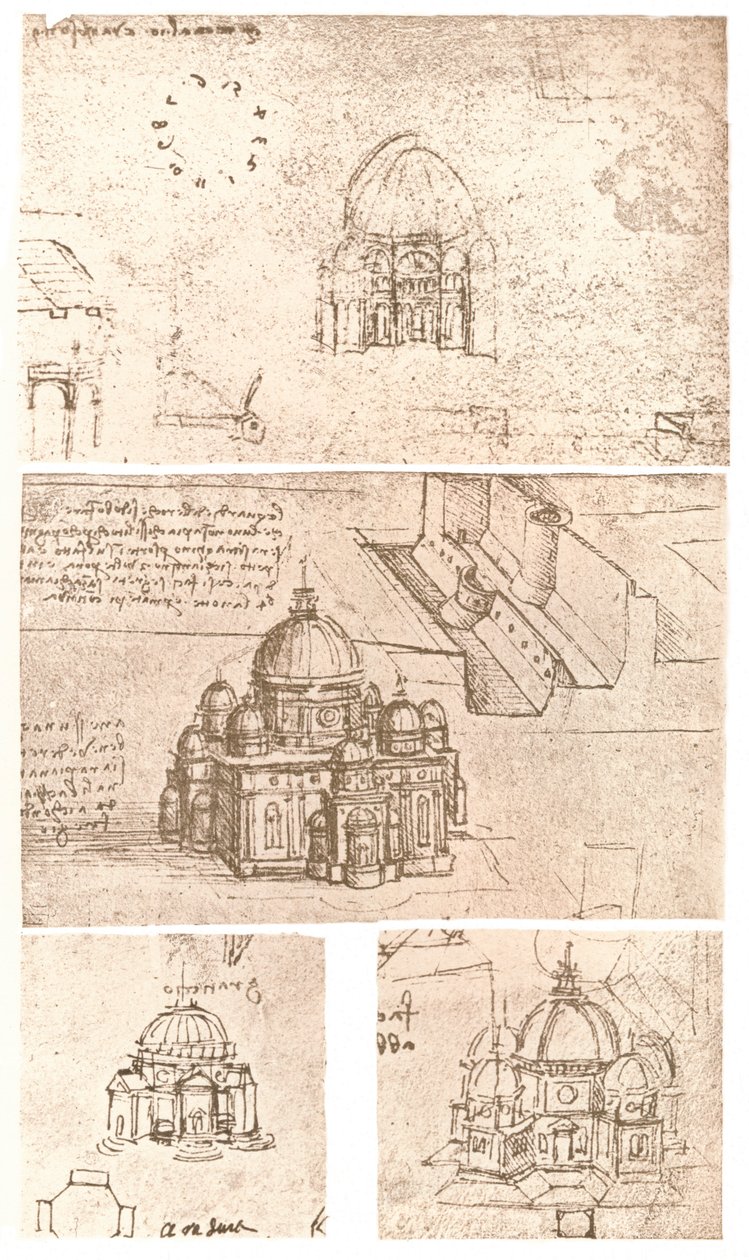 सनकी वास्तुकला के चार चित्र, c1472-c1519 1883 द्वारा लियोनार्डो दा विंची