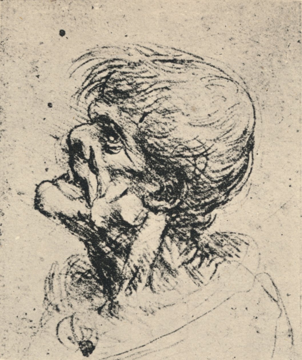 Grotesque प्रोफाइल टू द लेफ्ट, c1480 1945 द्वारा लियोनार्डो दा विंची