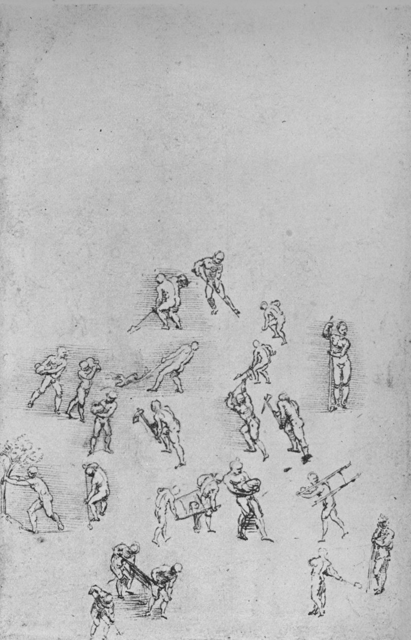 मेन खुदाई, कैरिंग अर्थ, आदि, c1480 1945 द्वारा लियोनार्डो दा विंची