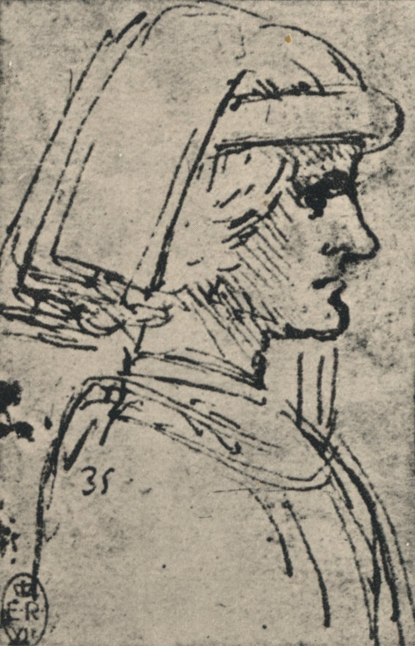 प्रोफाइल ऑफ़ ए यंग मैन वेयरिंग ए चैपर, c1480 1945 द्वारा लियोनार्डो दा विंची