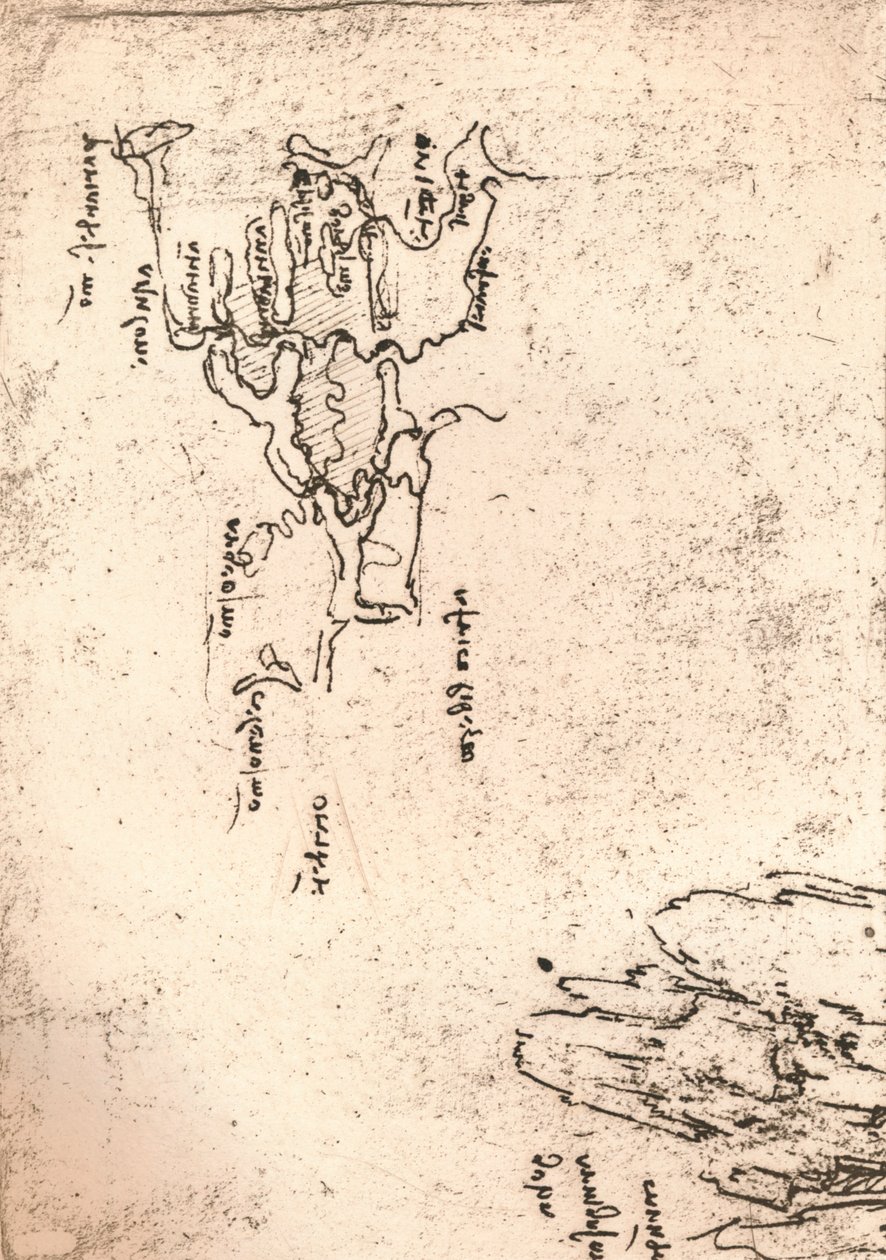 आर्मेनिया का स्केच नक्शा, c1472-c1519 1883 द्वारा लियोनार्डो दा विंची