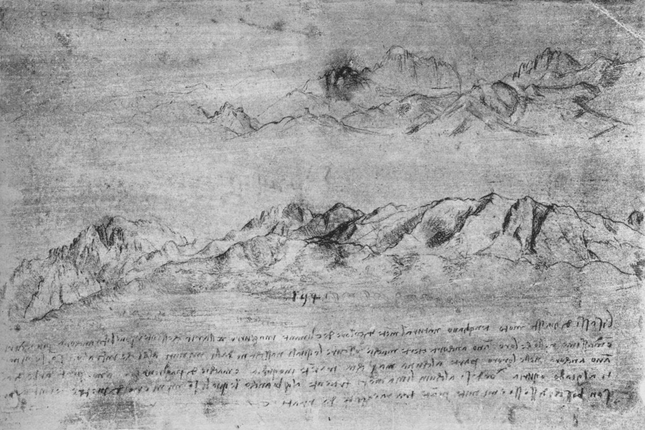 माउंटेन रेंज्स का अध्ययन, c1480 1945 द्वारा लियोनार्डो दा विंची