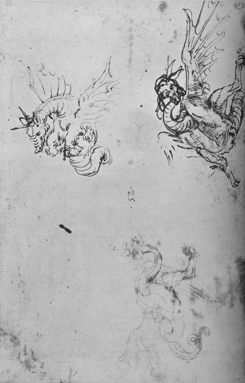 एक ड्रैगन का अध्ययन, c1480 1945 द्वारा लियोनार्डो दा विंची
