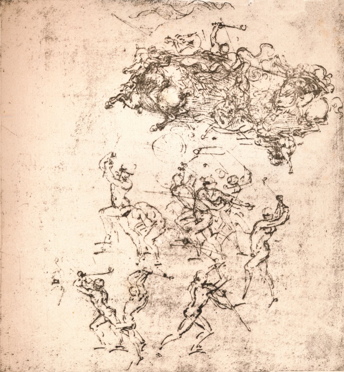 अंगारी की लड़ाई के कार्टून के लिए अध्ययन, c1472-c1505 1883 द्वारा लियोनार्डो दा विंची