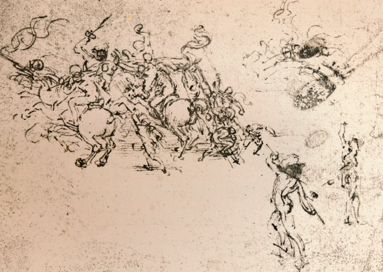 अंगारी की लड़ाई के कार्टून के लिए अध्ययन, c1472-c1505 1883 द्वारा लियोनार्डो दा विंची
