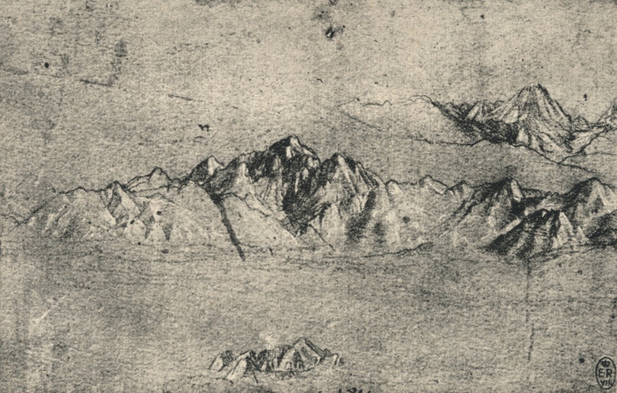 माउंटेन रेंज का अध्ययन, c1480 1945 द्वारा लियोनार्डो दा विंची