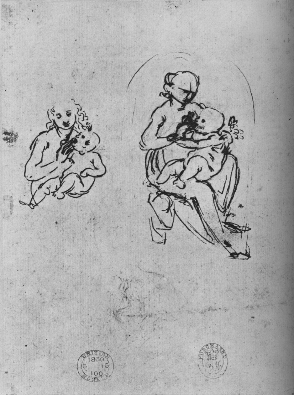 मैडोना एंड चाइल्ड के तीन अध्ययन, c1475 1945 द्वारा लियोनार्डो दा विंची