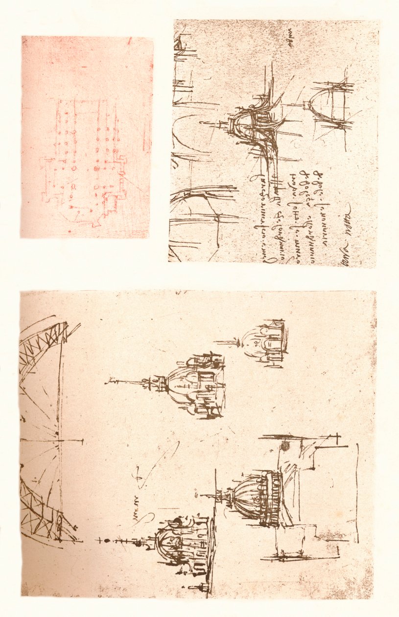 मिलान कैथेड्रल के तीन चित्र, c1472-c1519 1883 द्वारा लियोनार्डो दा विंची