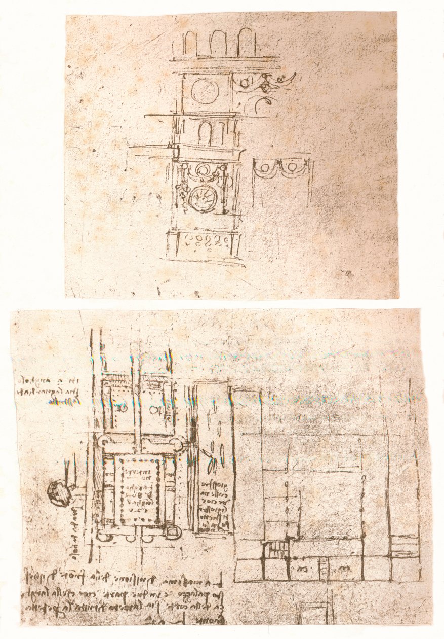 दो वास्तुकला चित्र, c1472-c1519 1883 द्वारा लियोनार्डो दा विंची