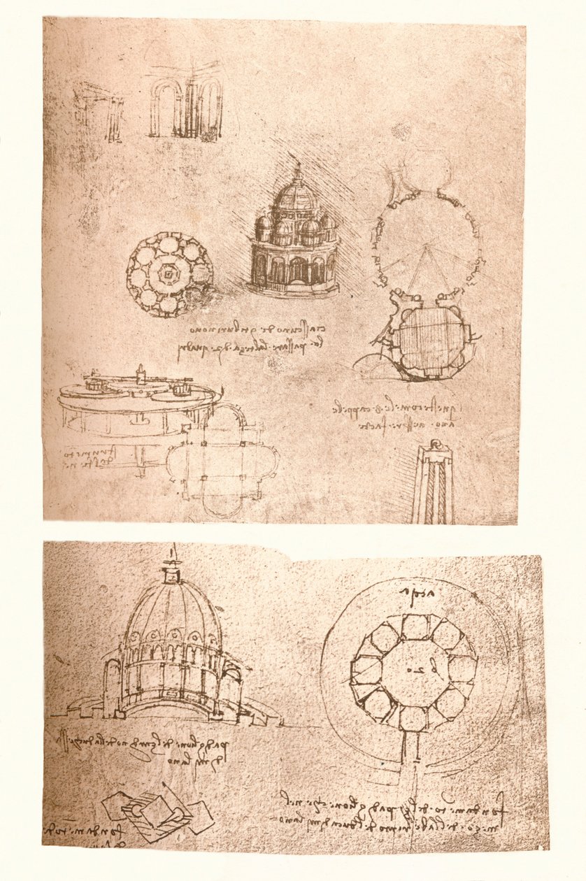 दो वास्तुकला चित्र, c1472-c1519 1883 द्वारा लियोनार्डो दा विंची