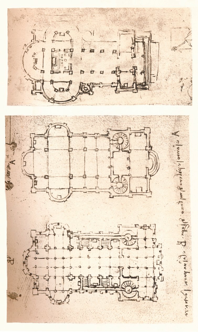 चर्चों की दो योजनाएं, c1472-c1519 1883 द्वारा लियोनार्डो दा विंची