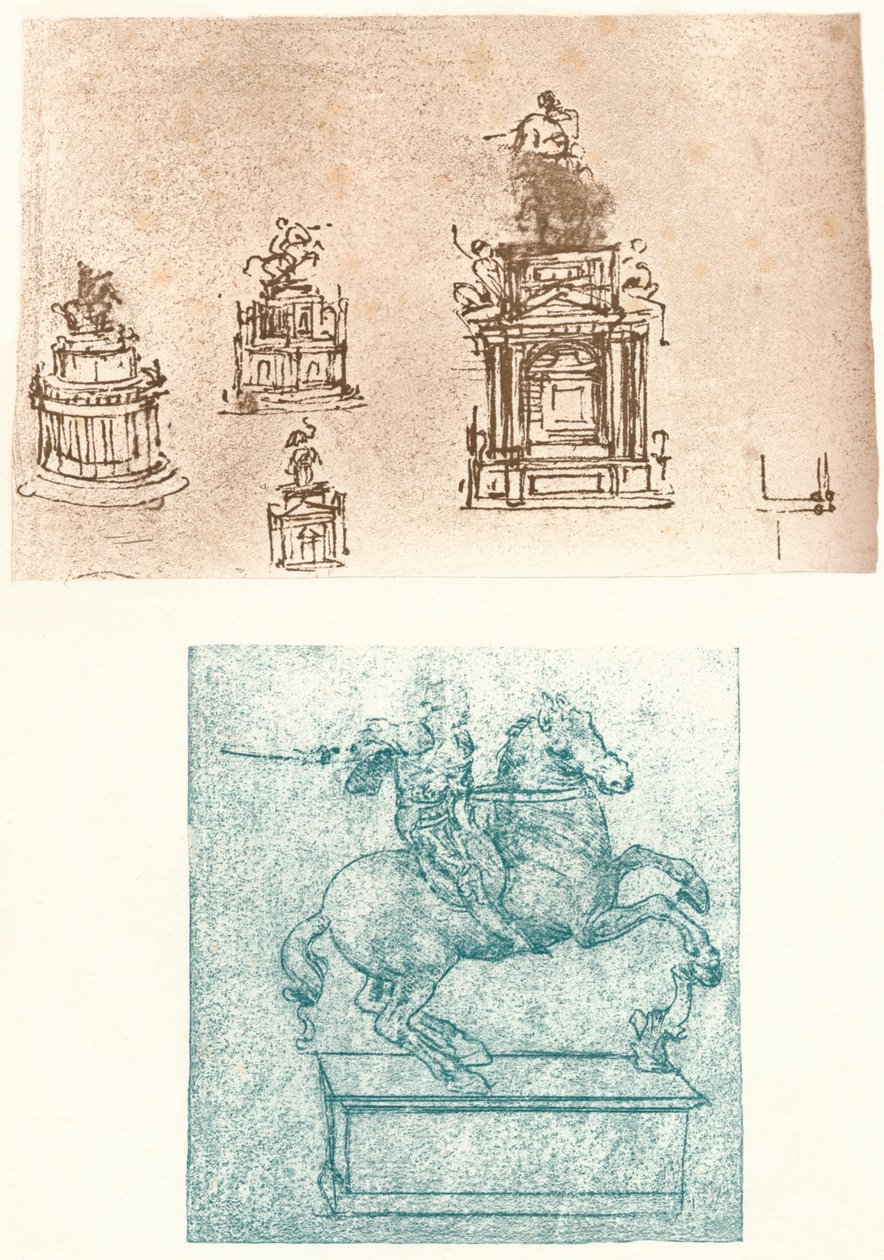 Sforza स्मारक के लिए दो प्रारंभिक अध्ययन, c1482-c1499 1883 द्वारा लियोनार्डो दा विंची