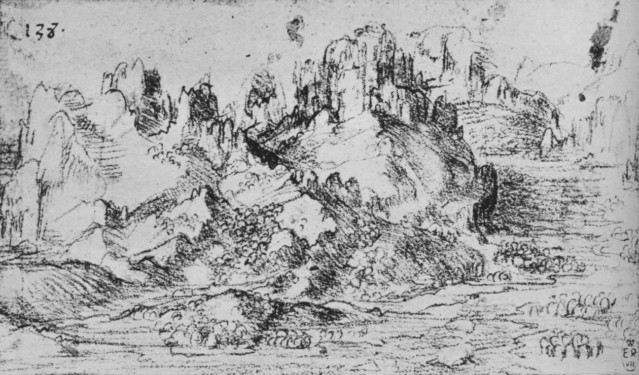 पहाड़ों से परे एक घाटी पर देखें, c1480 1945 द्वारा लियोनार्डो दा विंची