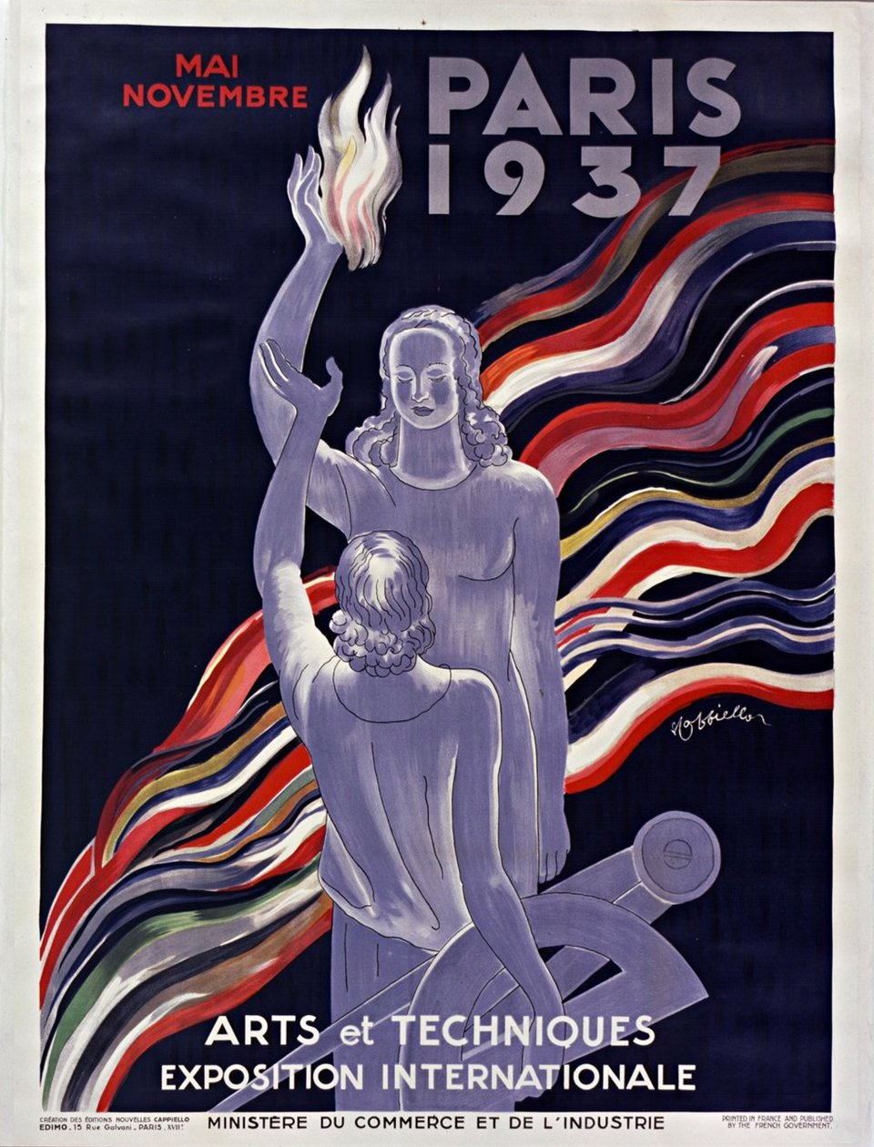 पेरिस में 1937 की अंतर्राष्ट्रीय प्रदर्शनी का पोस्टर, 1937। द्वारा लिओनेटो कैप्पिलो