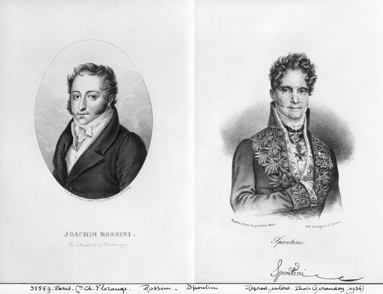 जिओचिनो रोसिनी (1792-1868) और गैस्पेर स्पोंटिनी (1774-1851) एम्ब्रोस तारडियू (1788-1841) और ग्रीगोइरे और डेनेक्स (18 वीं -19 वीं सदी) द्वारा उत्कीर्ण द्वारा लियोपोल्ड बेयर