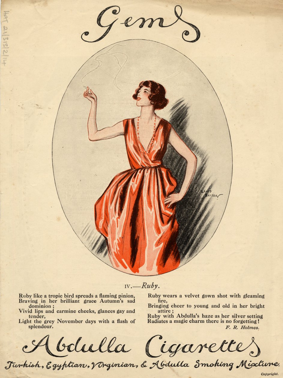 अब्दुल्ला सिगरेट, 1920 के दशक द्वारा लुईस बॉमरे