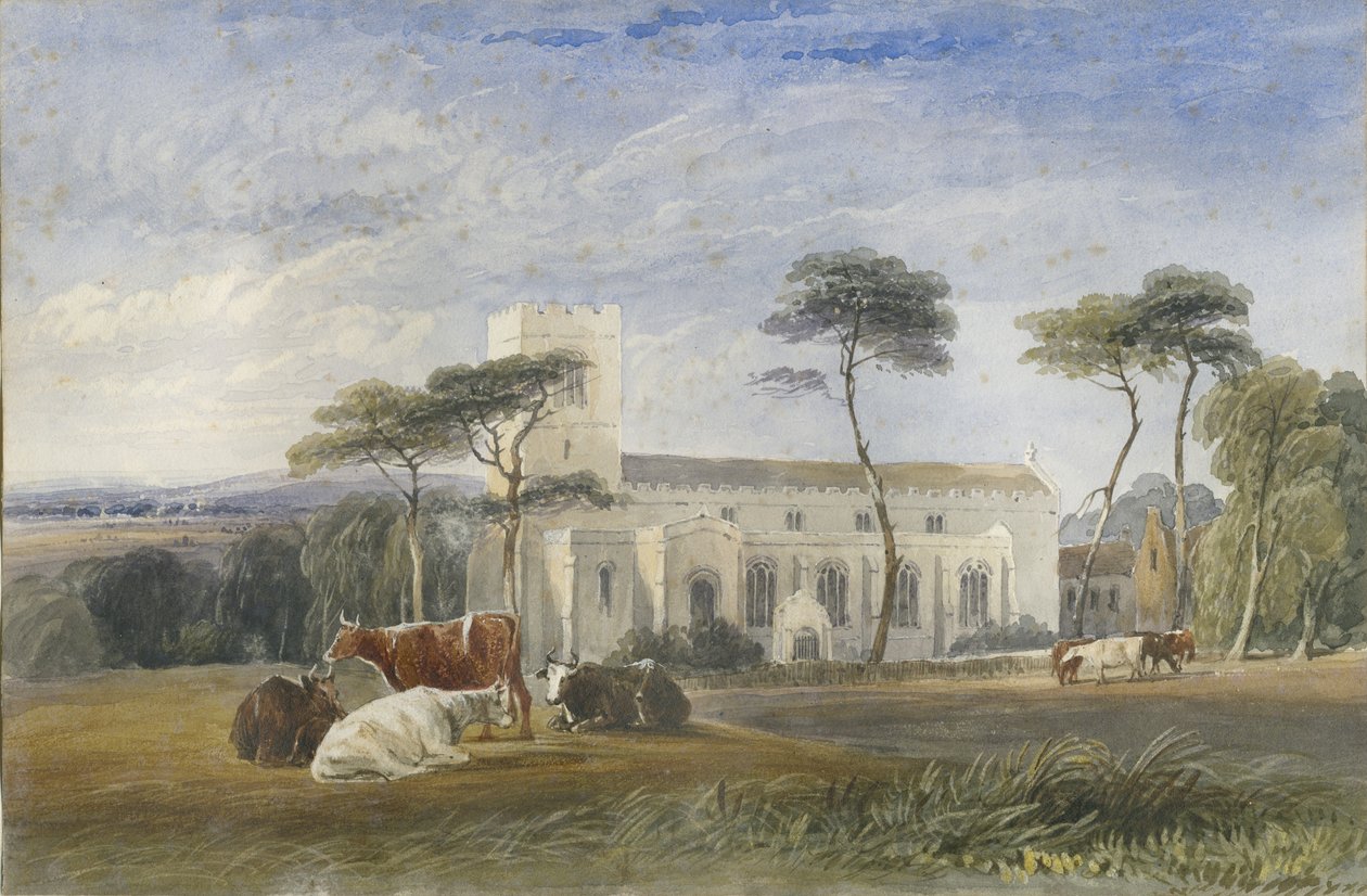 Biddulph Church: वाटर कलर पेंटिंग, nd [c1830-1840] द्वारा लुईस जॉन वुड