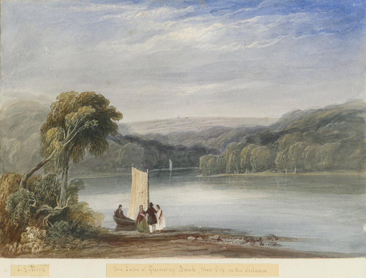 ग्रीनवे बैंक - लेक: वाटर कलर पेंटिंग, एन डी [c1830-1840] (पेंटिंग) द्वारा लुईस जॉन वुड
