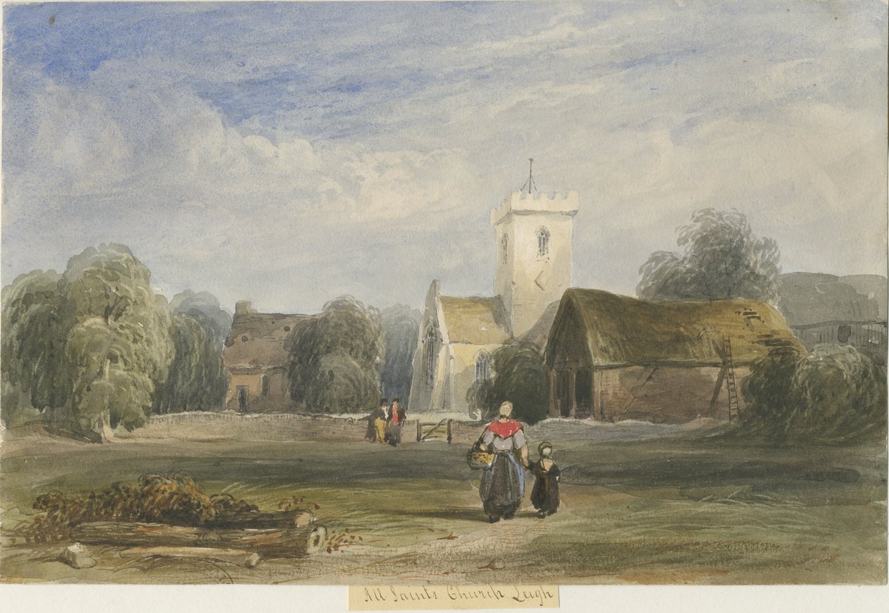 लेह चर्च: वाटर कलर पेंटिंग, एन डी [c1830-1840] द्वारा लुईस जॉन वुड