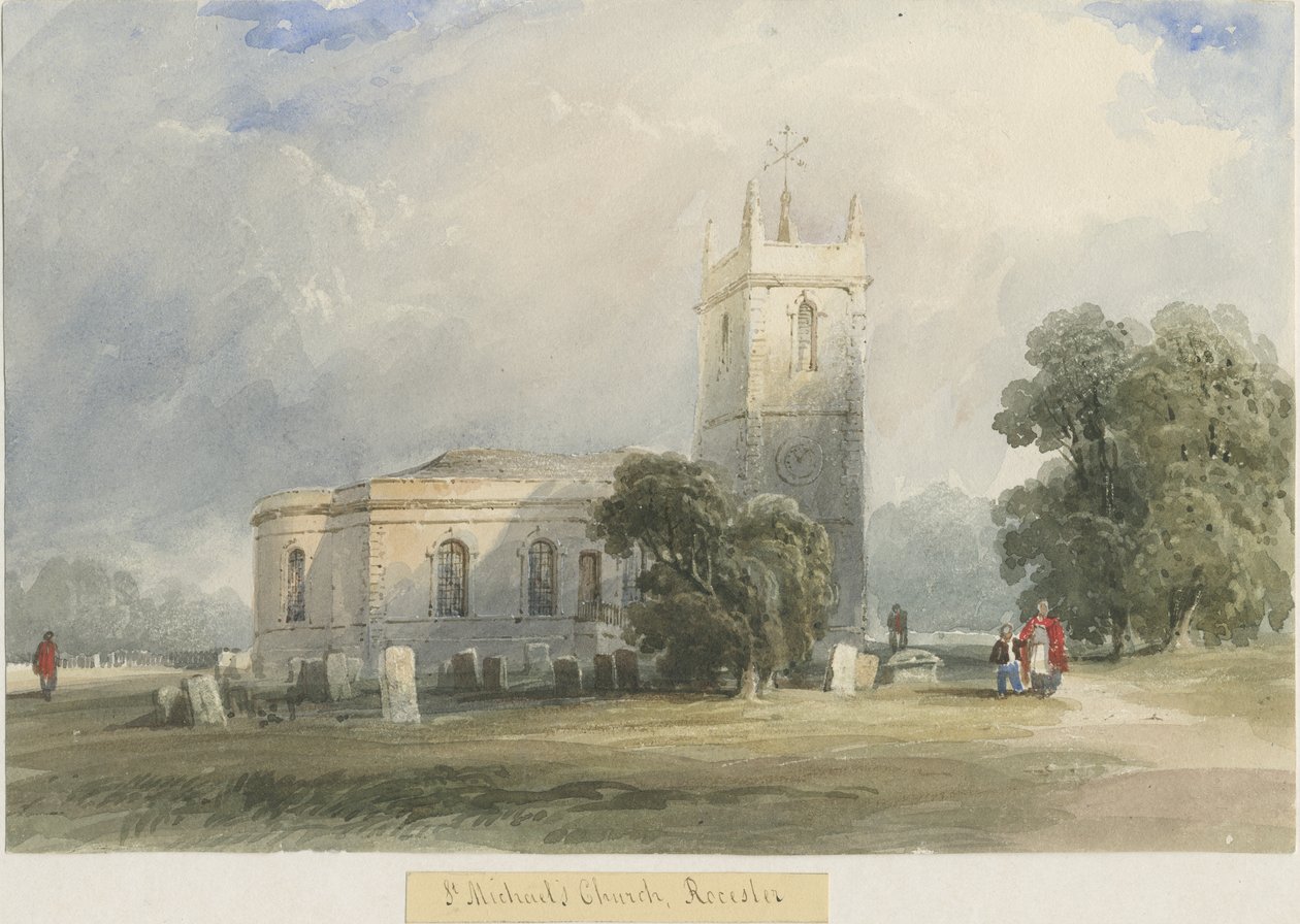 रोसेस्टर चर्च: वाटर कलर पेंटिंग, एनडी [c1830-1840] द्वारा लुईस जॉन वुड