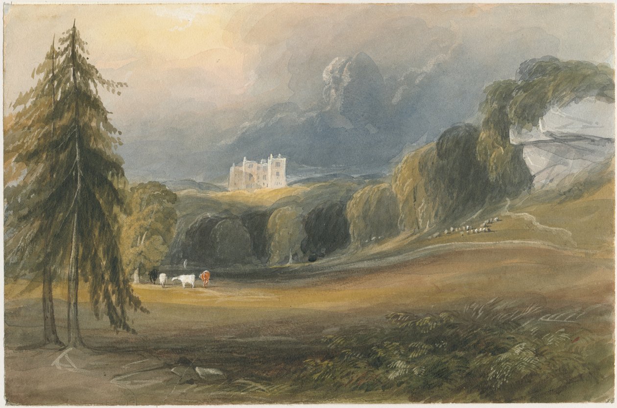वॉटनन लॉज: वाटर कलर पेंटिंग, एनडी [c1830-1840] द्वारा लुईस जॉन वुड