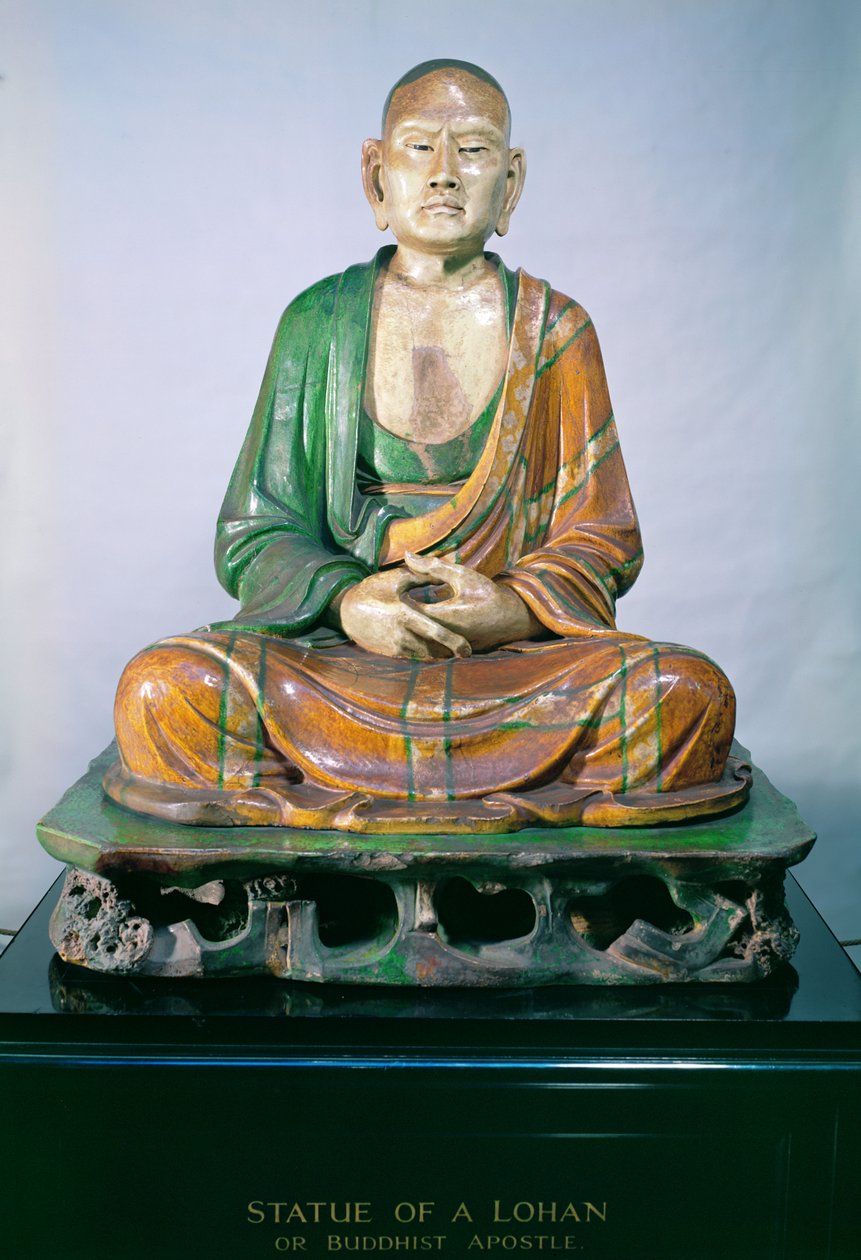 स्टोनवेयर लुओहान, लियाओ वंश, (ग्लेज़्ड स्टोनवेयर) द्वारा लियाओ राजवंश चीनी स्कूल