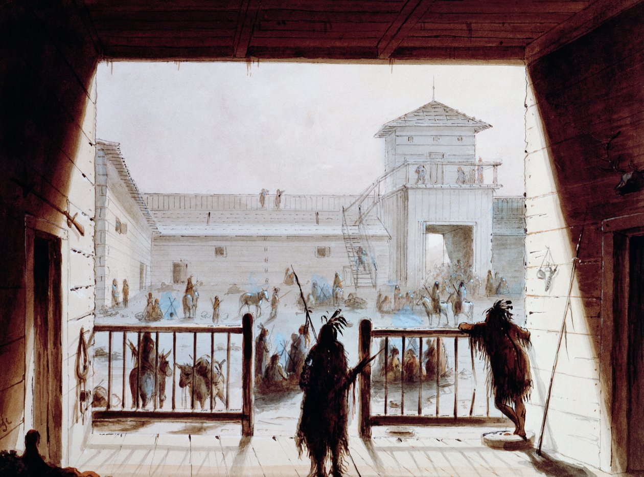अल्फ्रेड जैकब मिलर (1810-1874), वॉटरकलर, यूएसए द्वारा फोर्ट लारमी द्वारा अज्ञात अज्ञात