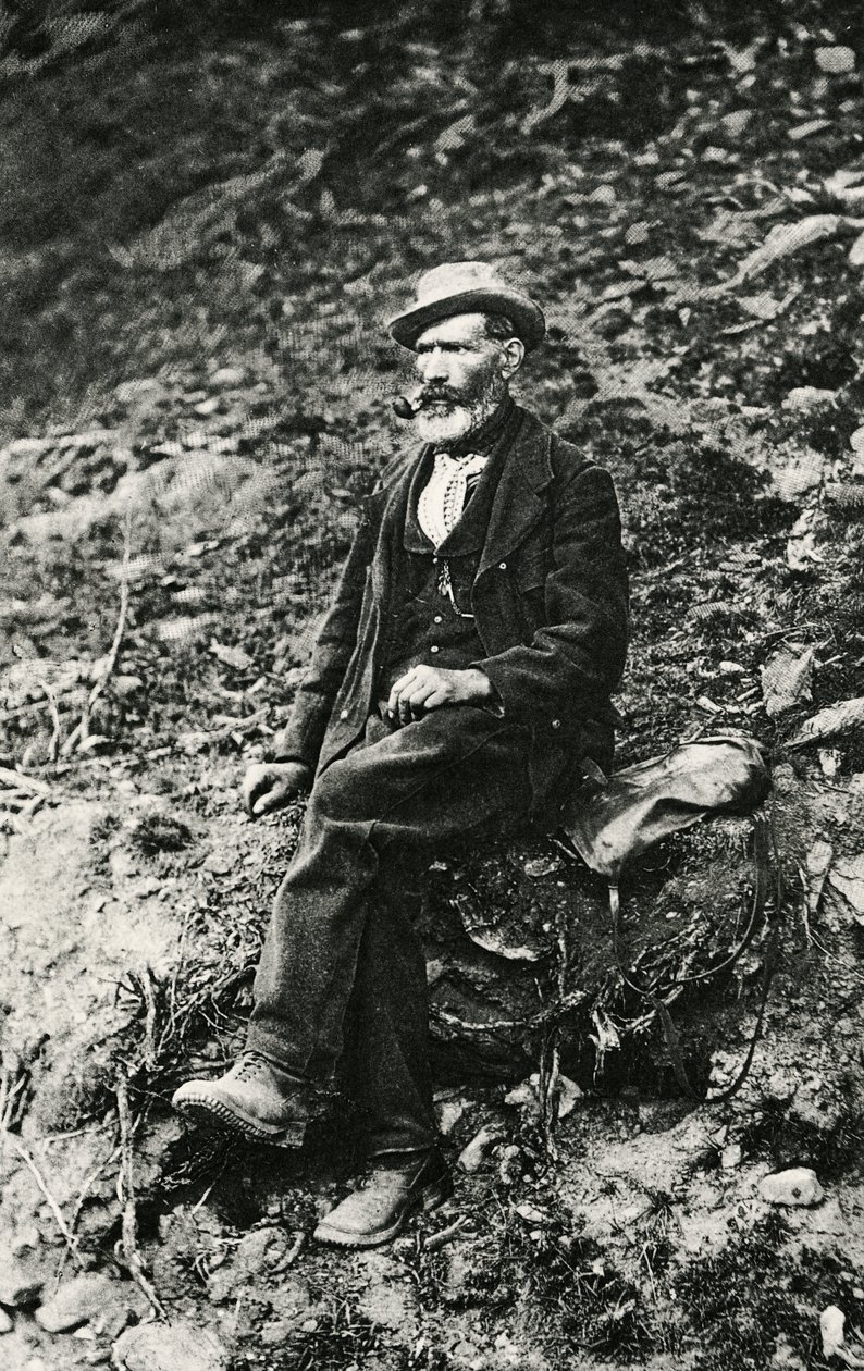 जीन-एंटोनी कारेल (1829-1890 वाल्टौर्नचे), आओस्टा घाटी पर्वतारोही, जिन्होंने 16 अगस्त को इटली की ओर से मैटरहॉर्न के शिखर पर पहली चढ़ाई की द्वारा अज्ञात अज्ञात