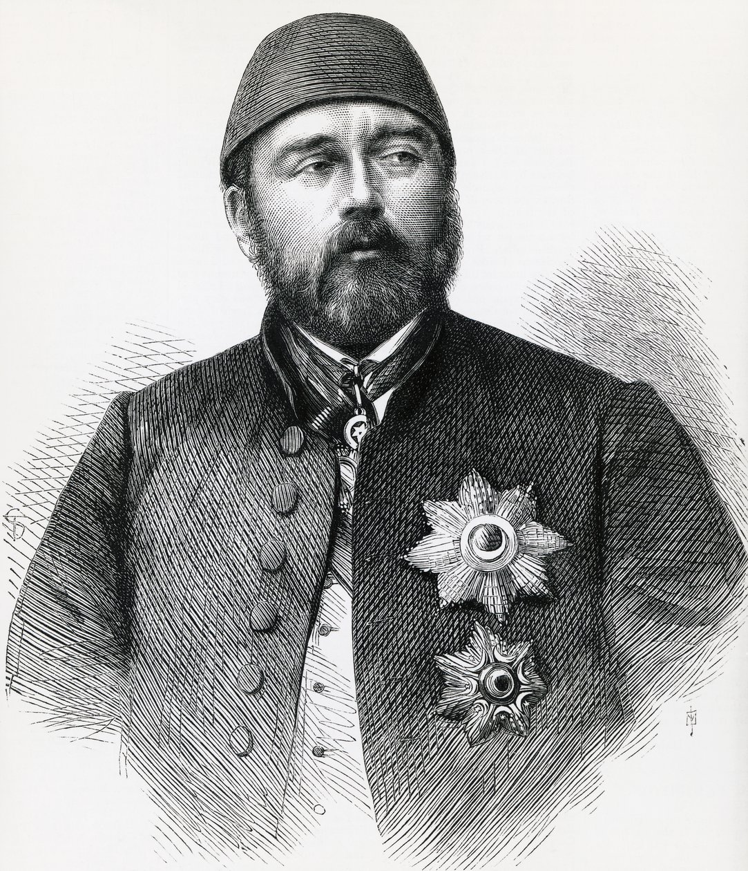 इस्माइल पाशा (1830-1895), मिस्र के खेदिवे (वायसराय) का चित्र, उत्कीर्णन द्वारा अज्ञात अज्ञात
